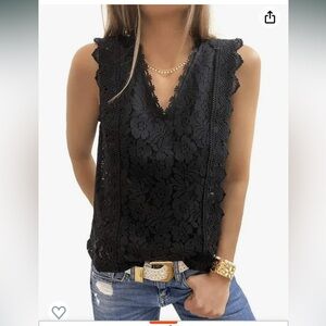 Black lace sleeveless top